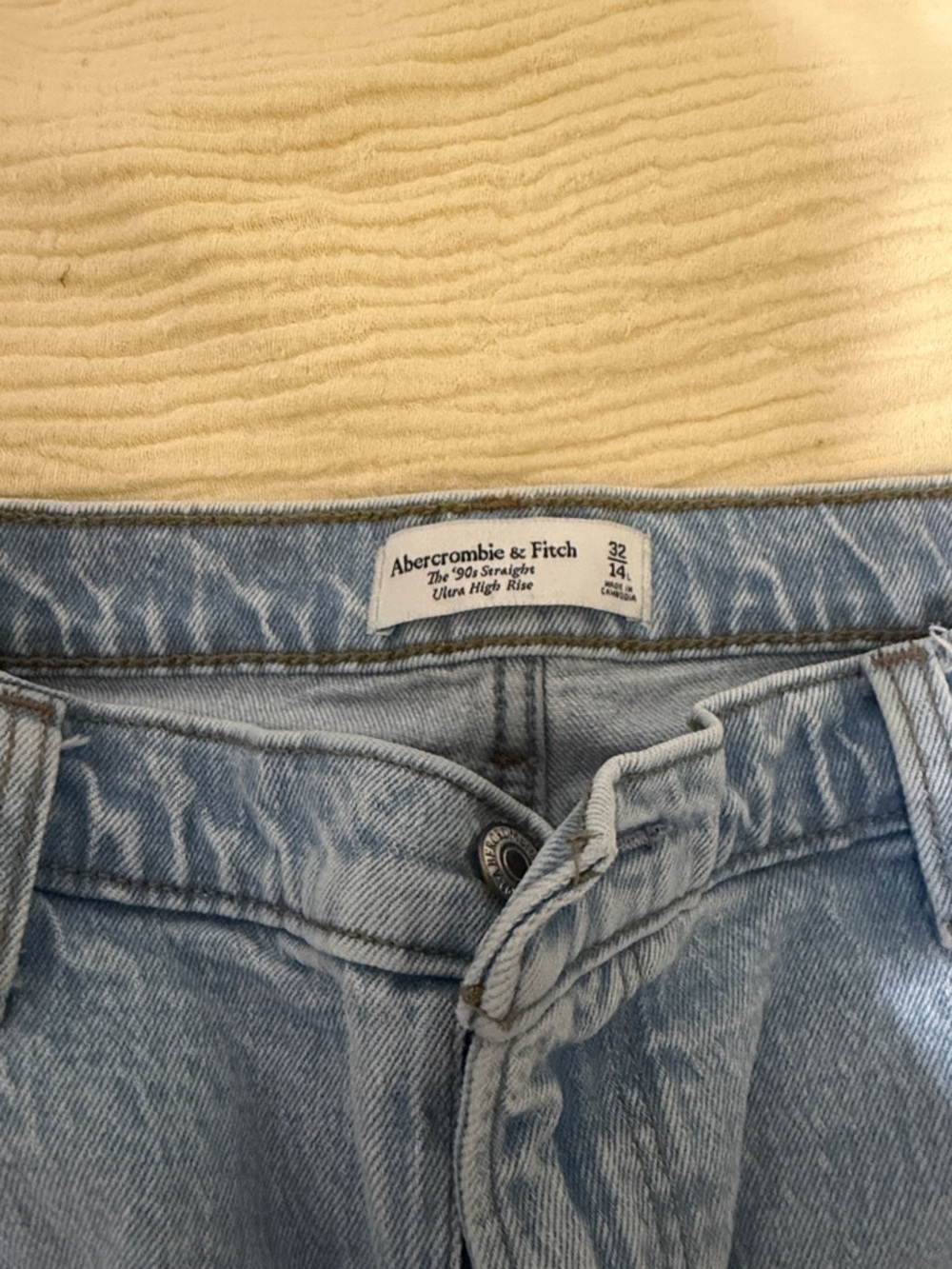Abercrombie & Fitch Pale Blue High-Rise Straight Jeans